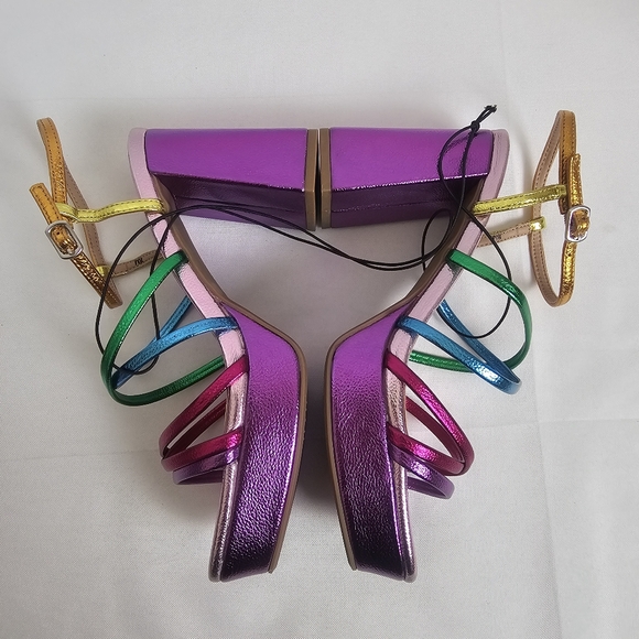 Pop Fuchsia Multi Colored Kallie Heeled Sandals Size 8 - Picture 7 of 13